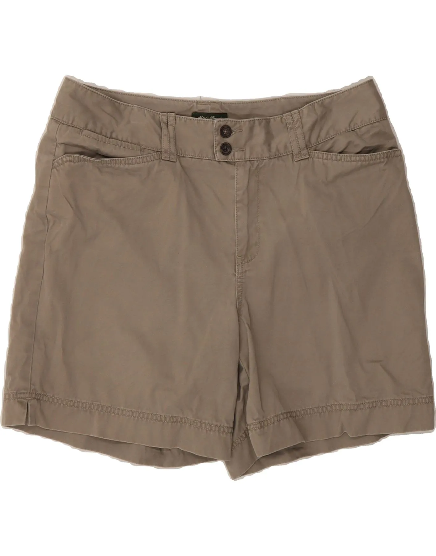 EDDIE BAUER Womens Mercer Fit Casual Shorts US 10 Large W34 Grey Cotton Flexible Stitching Crisp Look