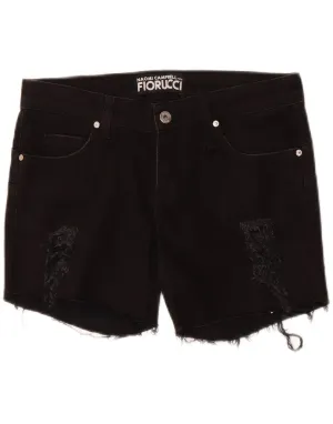 FIORUCCI Womens Distressed Denim Shorts W30 Medium  Black Cotton Quick Movement Fit