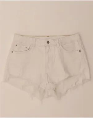 ZARA Womens Denim Shorts EU 42 Large W32 White Cotton SeamlessConstruction Breathable Material