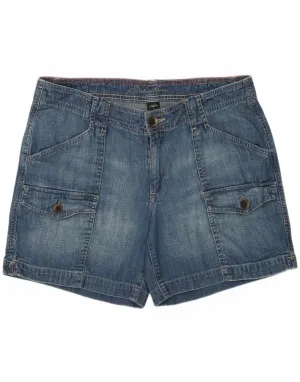 EDDIE BAUER Womens Cargo Denim Shorts US 8 Medium W32  Blue Cotton Port Pocket Design Quick Fit Performance