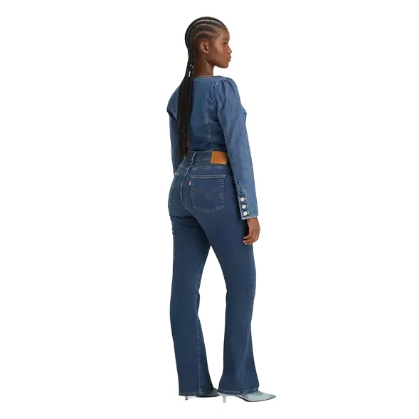 Levi's pantalone jeans da donna a vita alta a zampa 725 blu scuro Flat Lock Stitching