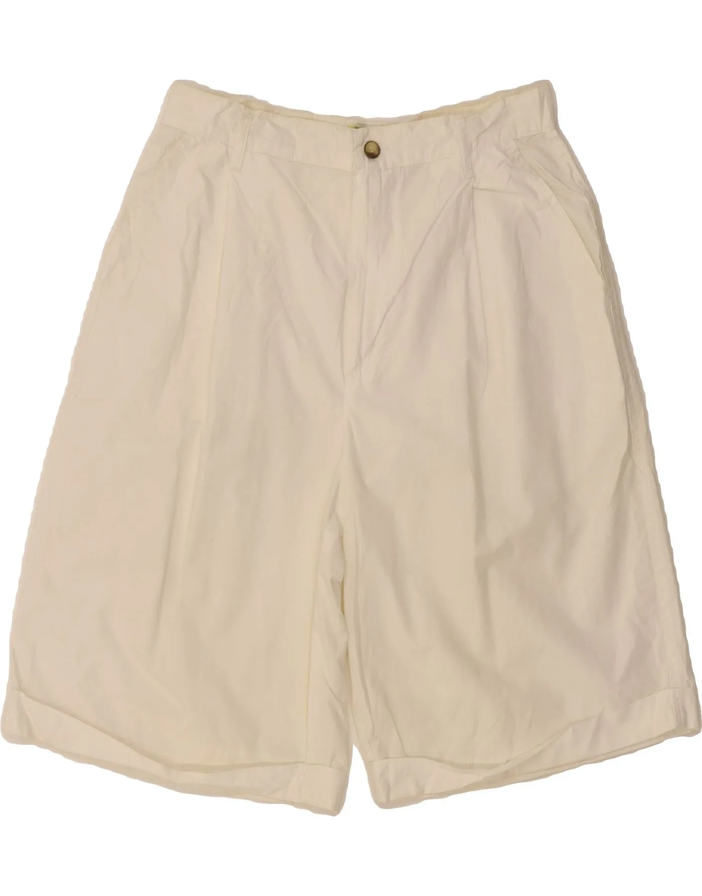 SISLEY Womens High Waist Bermuda Shorts W30 Medium White Cotton AntiOdorTreatment