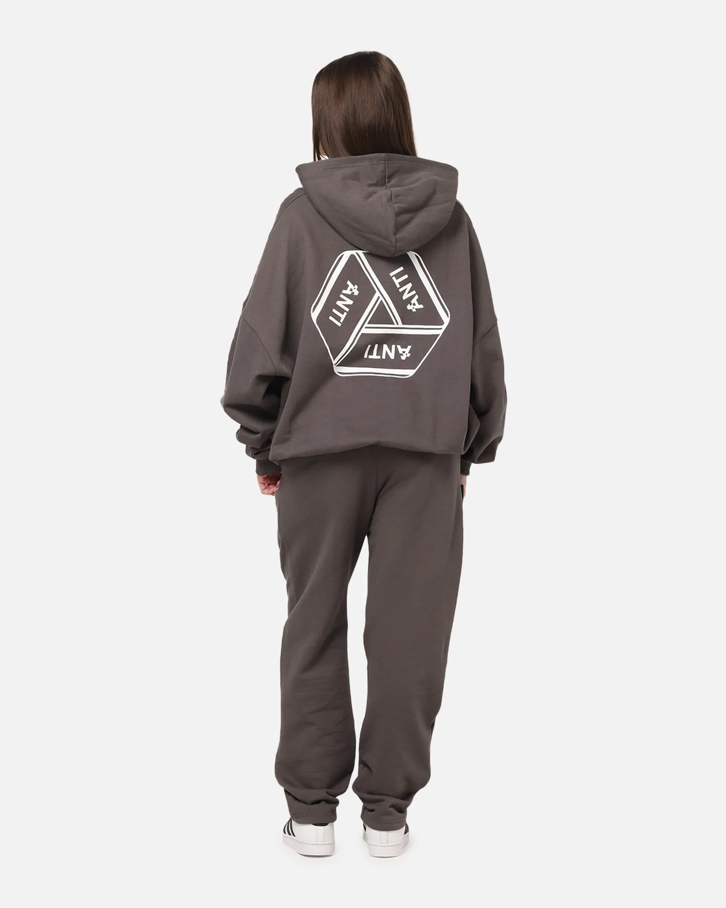 Timeless Street The Anti Order Reverse Logo Hoodie Charcoal Grey