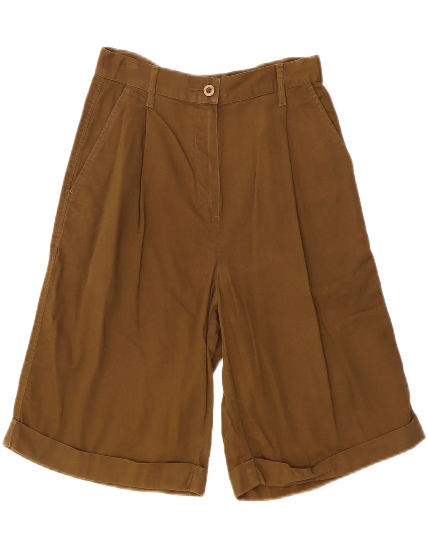 SISLEY Womens Relaxed Elegance High Waist Bermuda Shorts W26 Small  Brown Quick Release Closure