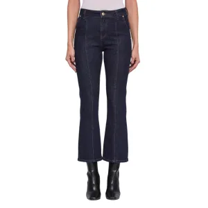 Basic Piece Holiday Vibes Date Night Lightweight Gaud?? Jeans 521BD26002_00 Blu Scuro: Jeans Donna Flared Cropped con Gioiello
