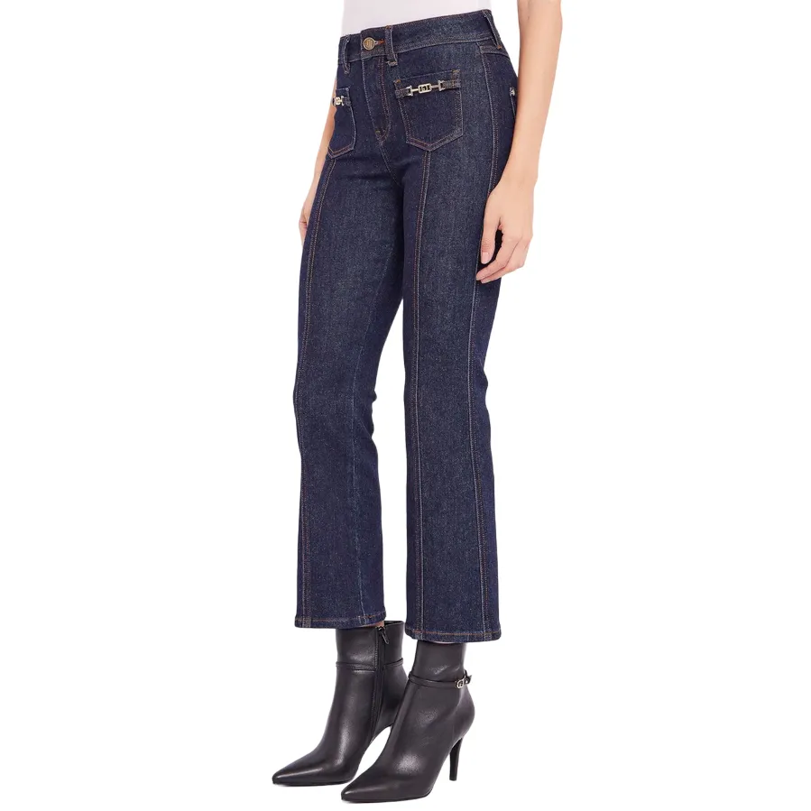 Abrasion Resistant Fabric Gaud?? pantalone in jeans corto da donna Flare 421BD26015 00 blu scuro