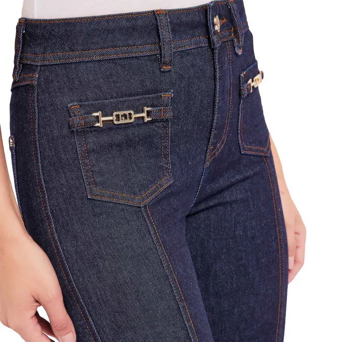 Gaud?? pantalone in jeans corto da donna Flare 421BD26015 00 blu scuro All Around Fit