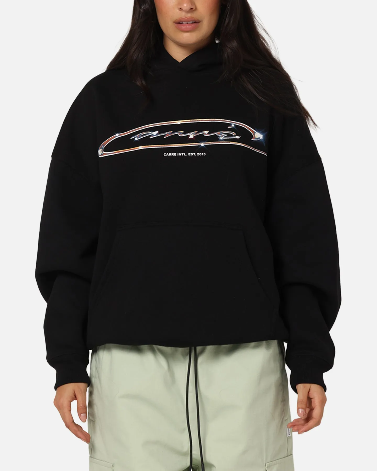 Heat Transfer Graphics Carre Cold Shine Hoodie Black