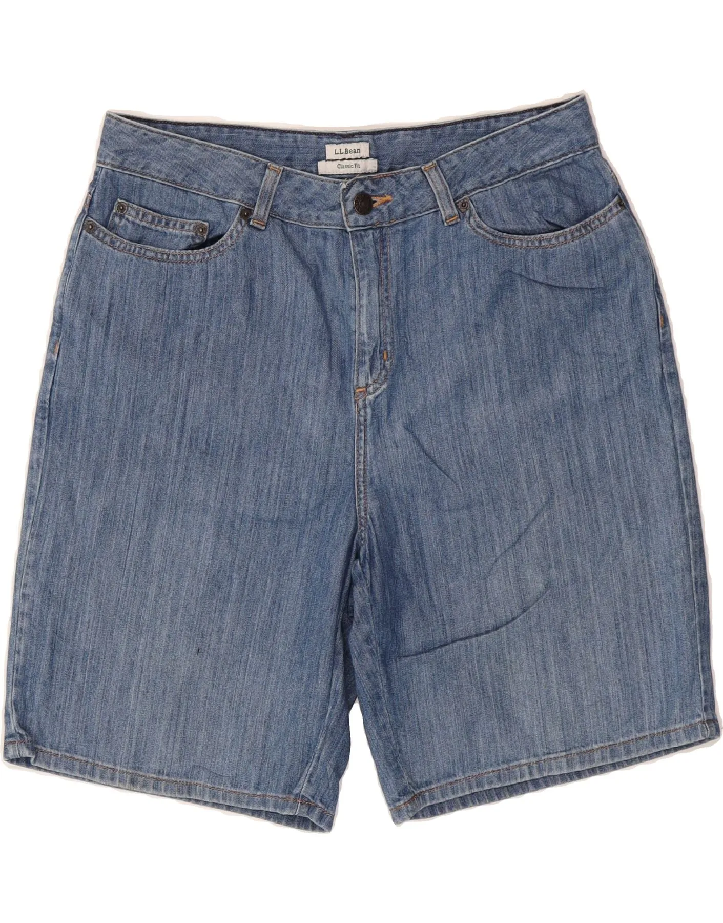 Easy Comfort Fit L.L.BEAN Womens Classic Fit Denim Shorts US 12 Large W34  Blue Cotton