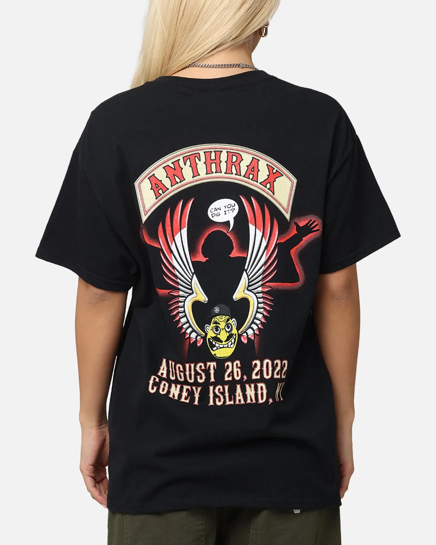 Stylish Wear Fuzz Free Surface Anthrax Coney Island T-Shirt Black