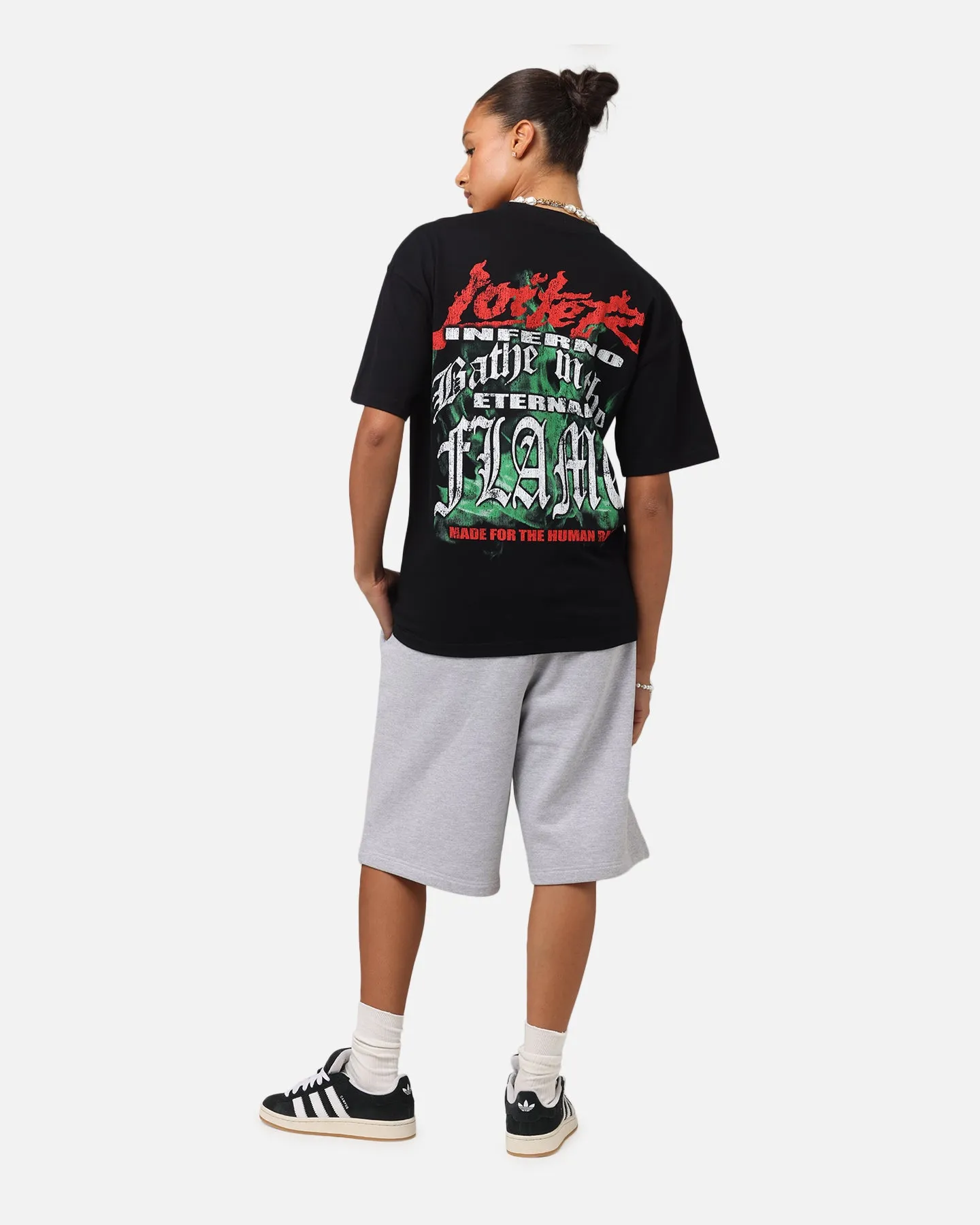 Easy Wear Style Minimalist Layer Loiter Inferno Drop T-Shirt Black