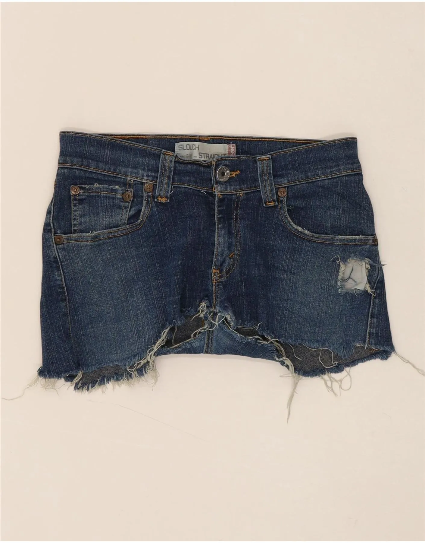 Wrinkle resistant fabric LEVI'S Womens 504 Denim Shorts US 7 Medium W30 Blue Cotton
