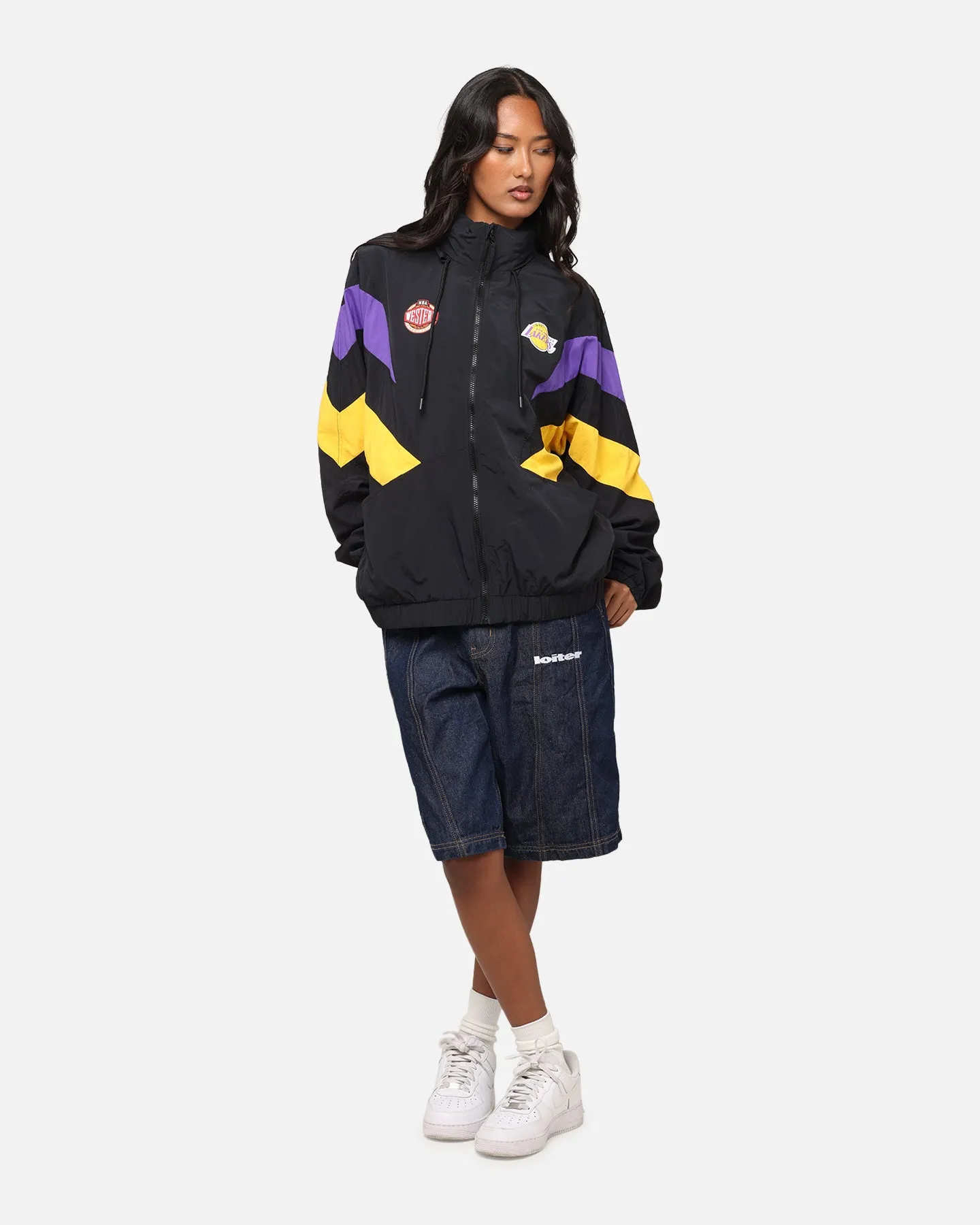 Rain Resistant Mitchell & Ness Los Angeles Lakers Spray Jacket Black/Purple/Yellow