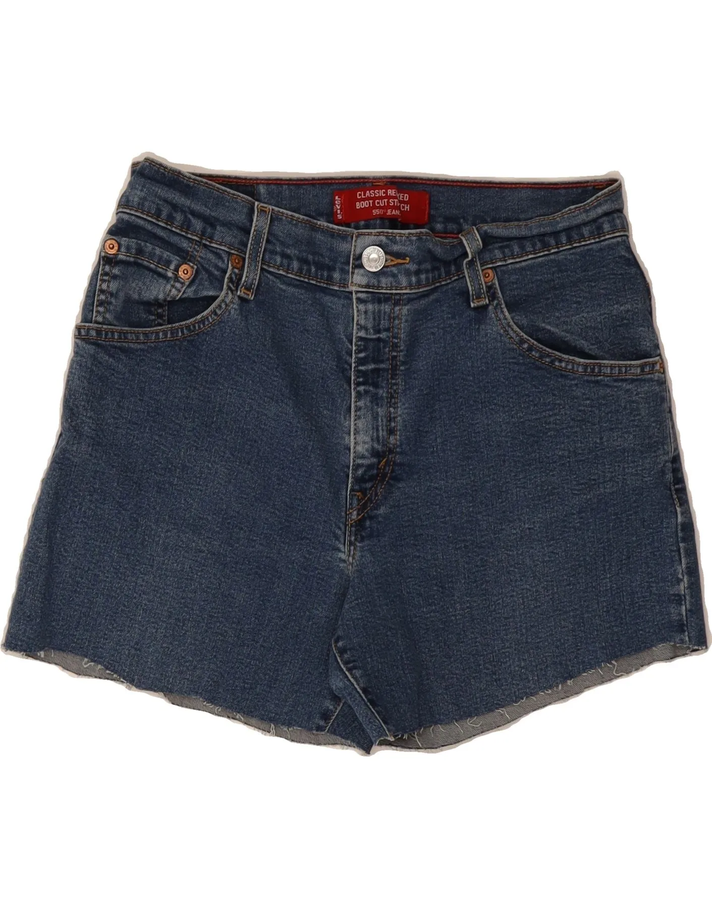 LEVI'S Womens 550 High Rise Denim Shorts US 10 Large W30 Blue Cotton Breathable Performance Fit mix and match