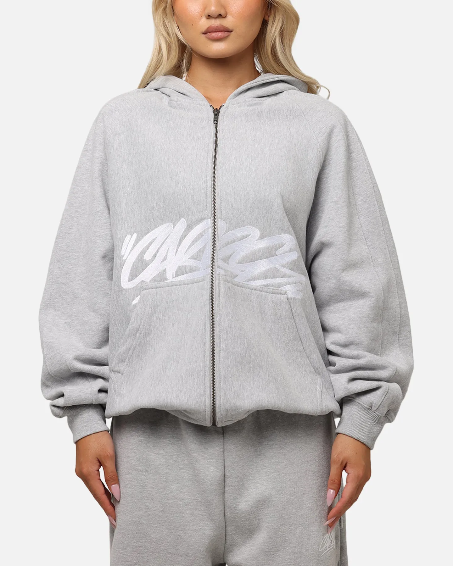 Carre Grit Zip Hoodie Grey Marle Personalizable