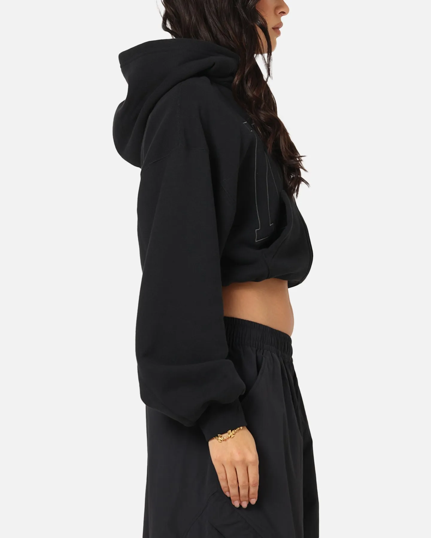 Daily Uniform Breathable Material Nike Women's Sportswear Full-Zip Cropped French Terry Hoodie Black
