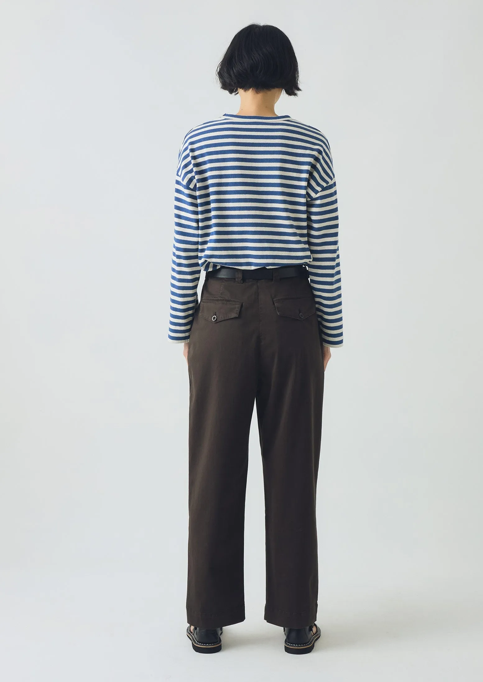Non Restrictive Cut Layered Protection Cotton Pleat Front Pants | Mocha Brown