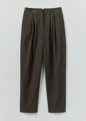 Cotton Pleat Front Pants | Mocha Brown No Ride Tailored Silhouette