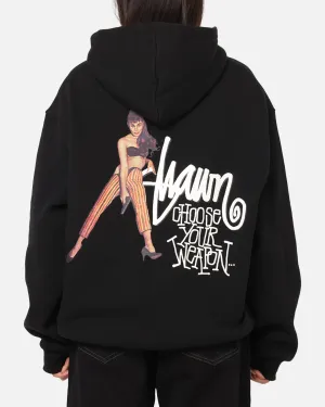 S Double Choose Your Weapon Hoodie Black Lightweight Design Floral Motif
