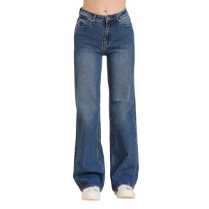 Fit For Daily Style Match Griffai - Jeans Donna DGF5809 Blu Medio - Pantalone Flare a Palazzo