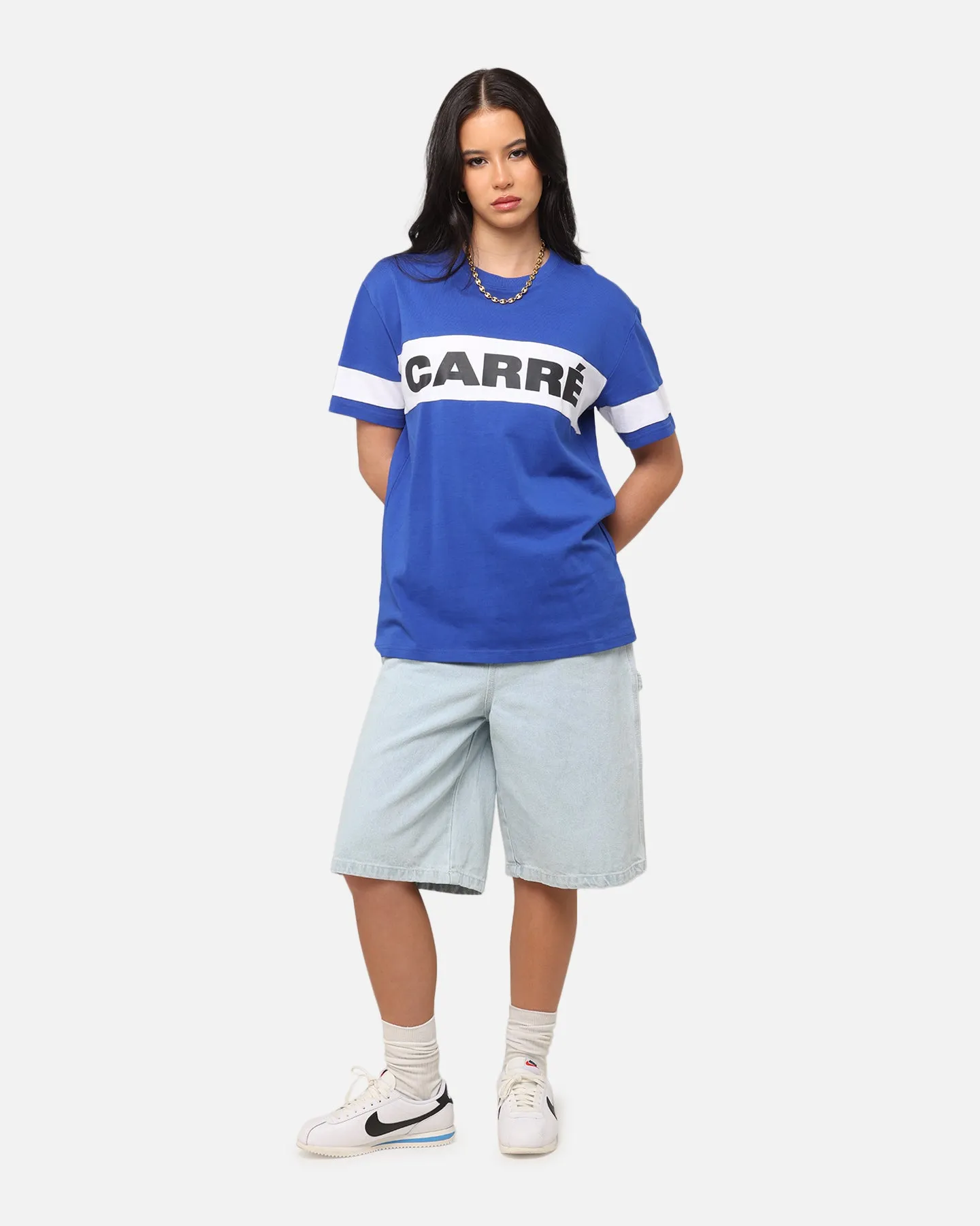 Practical Comfort Carre Bars T-Shirt Royal/White
