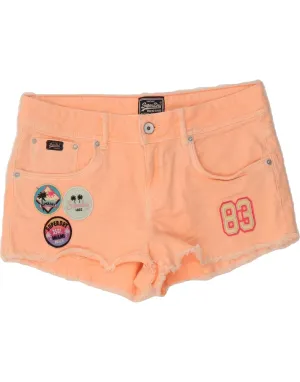 SUPERDRY Womens Graphic Denim Shorts W28 Medium Pink cargo style Easy Stretch