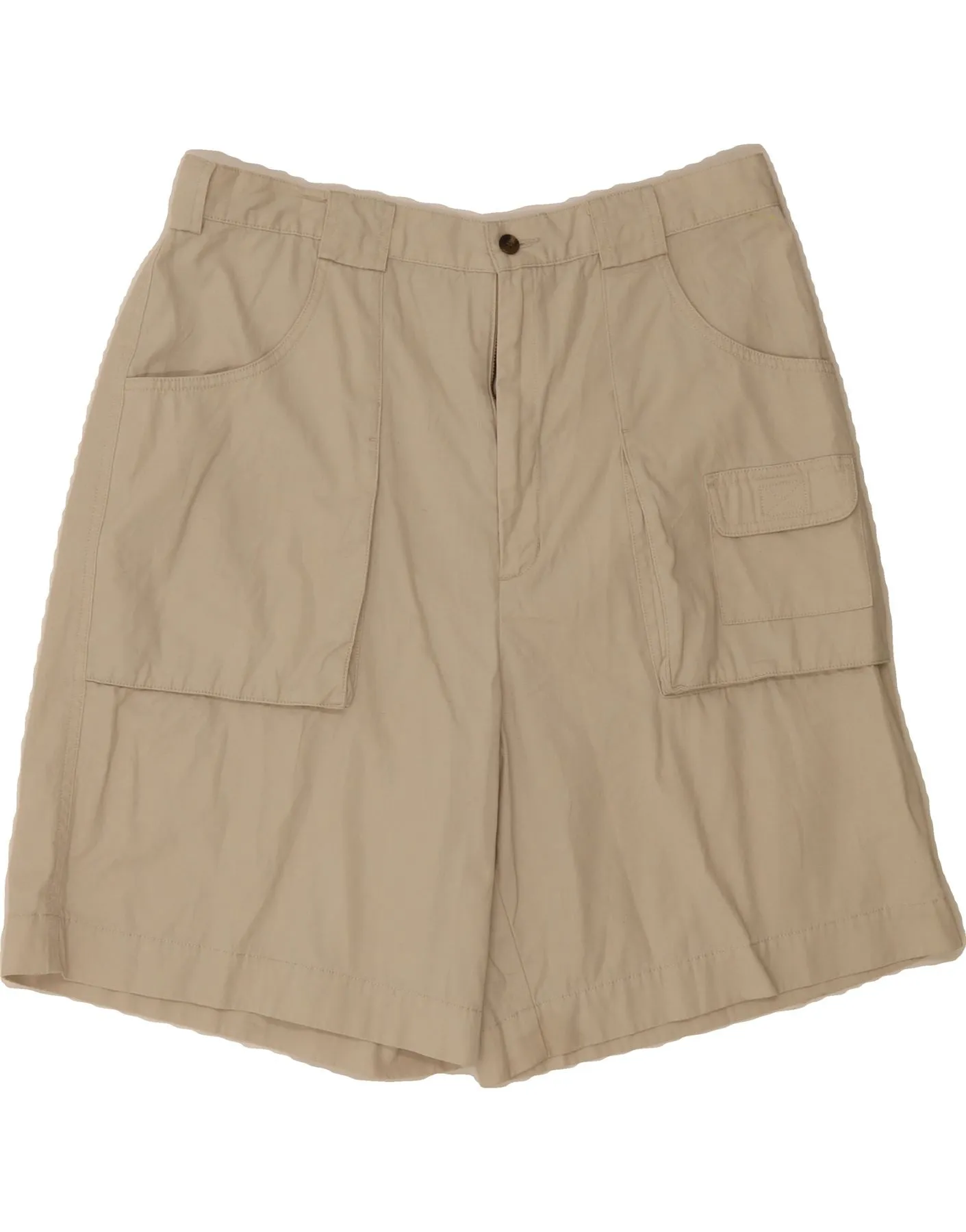 EDDIE BAUER Womens Tall High Rise Cargo Shorts US 18 2XL W34  Beige Rayon Sleek Shape Clean Stretch
