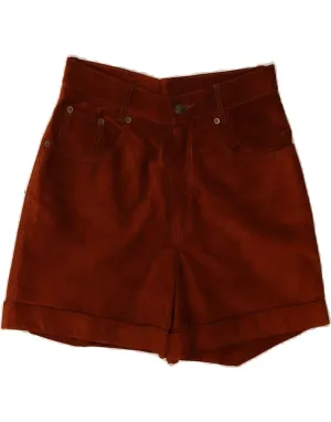 MAURITIUS Womens High Waist Suede Casual Shorts Large W30 Brown Leather Pajamas Elastic Comfort