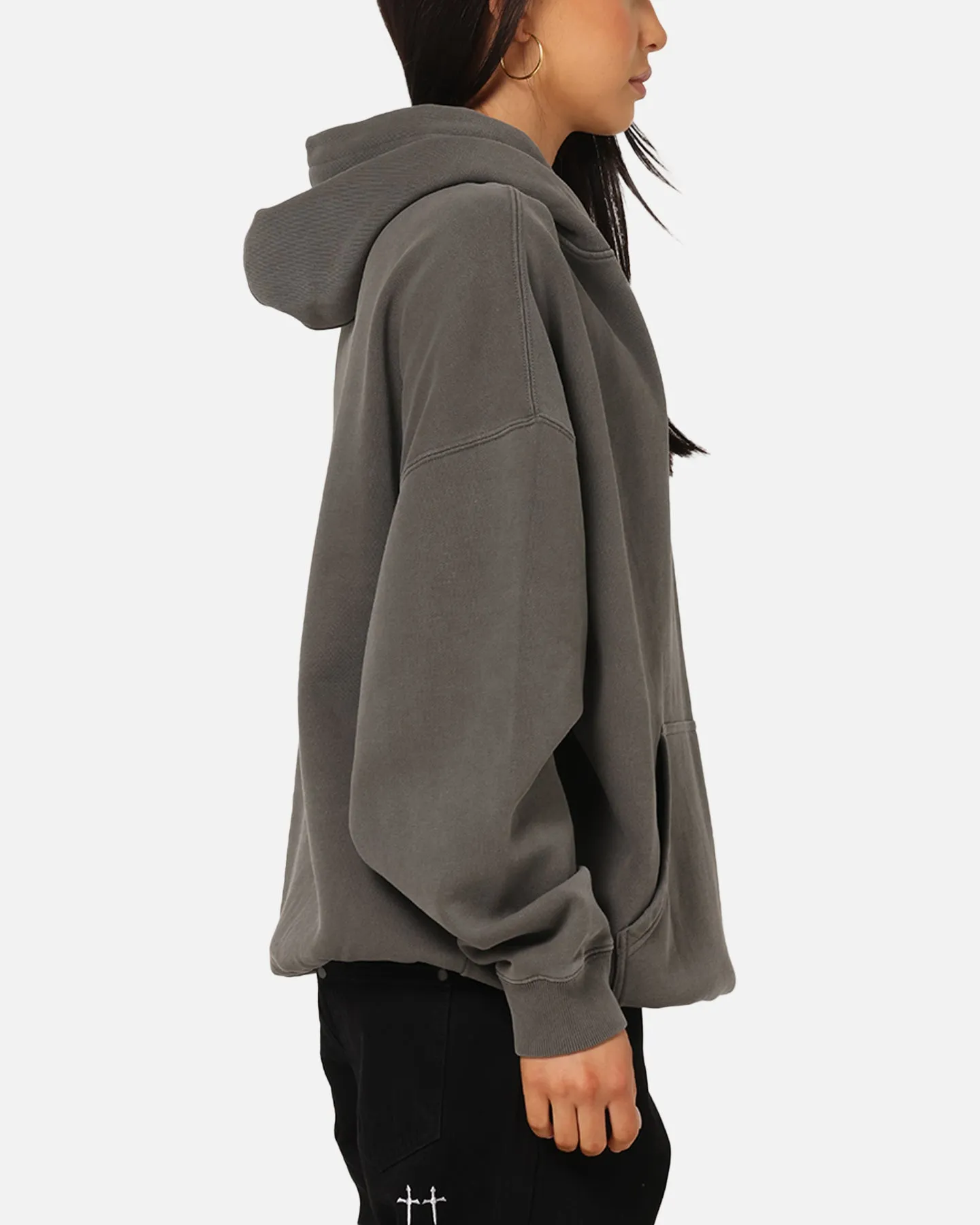 Garment Washed Finish Travel Friendly Saint Morta Studios Logo Boxy Hoodie Washed Black