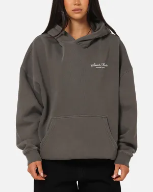 Saint Morta Studios Logo Boxy Hoodie Washed Black Versatile Apparel Golf Apparel