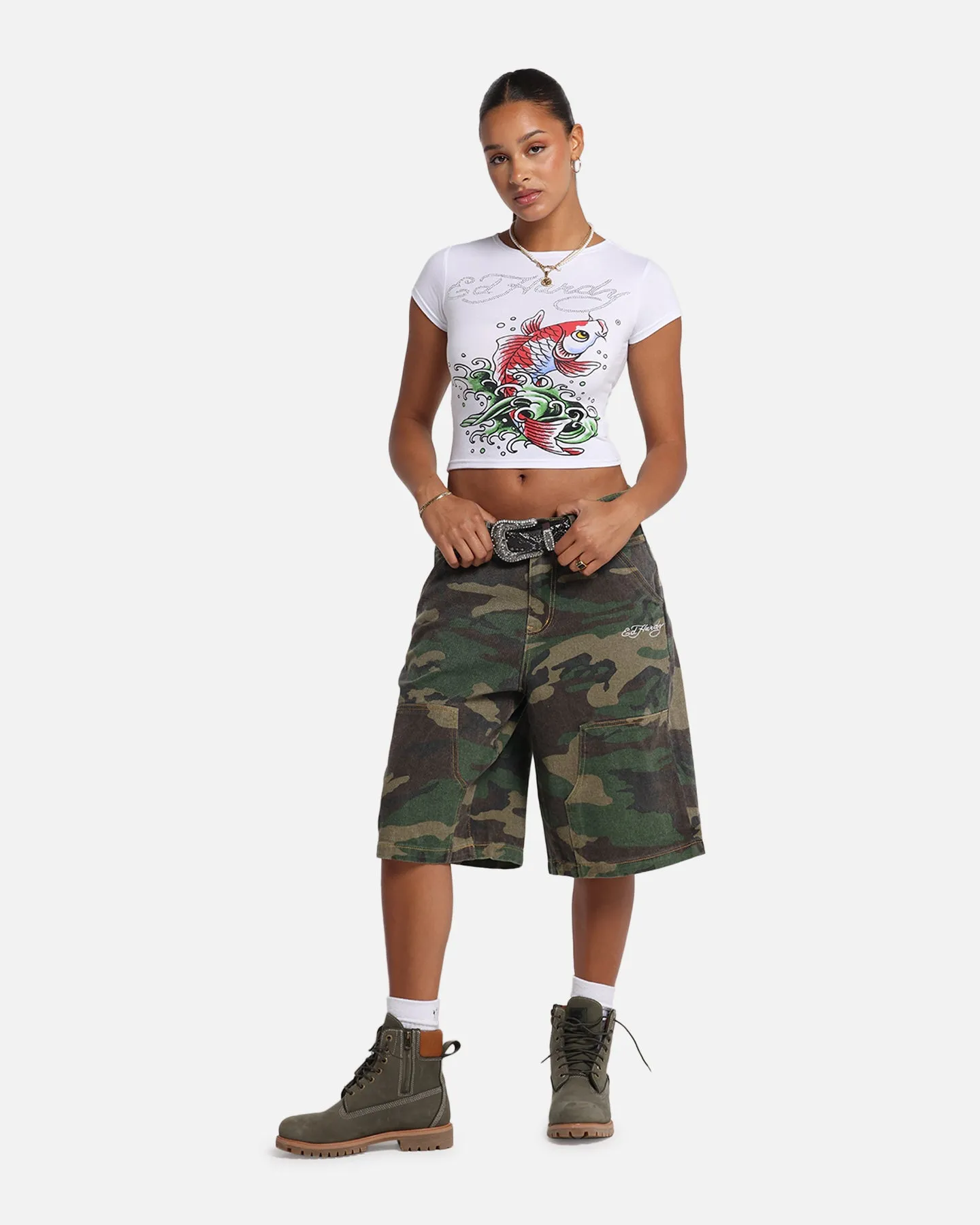 Layering Comfort Wear UV protection layer Ed Hardy Women's Koi Baby T-Shirt White