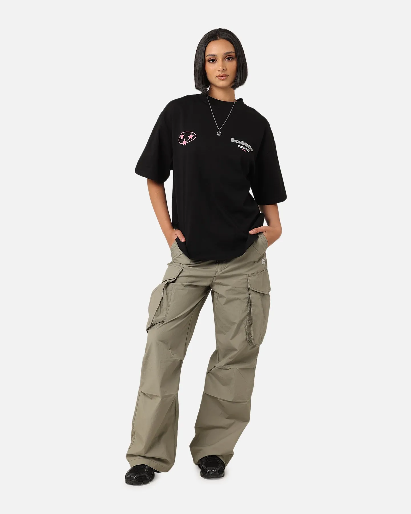 BiodegradableMaterial Street Style Trend Loiter Star Child T-Shirt Black