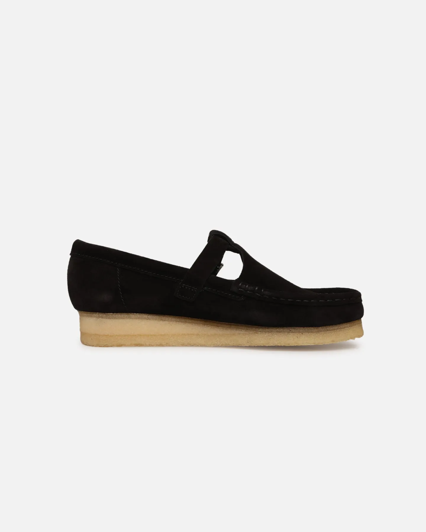Ergonomic Footbed Shape Non Toxic Materials Clarks Originals Women's Wallabee T-Bar Black Suede