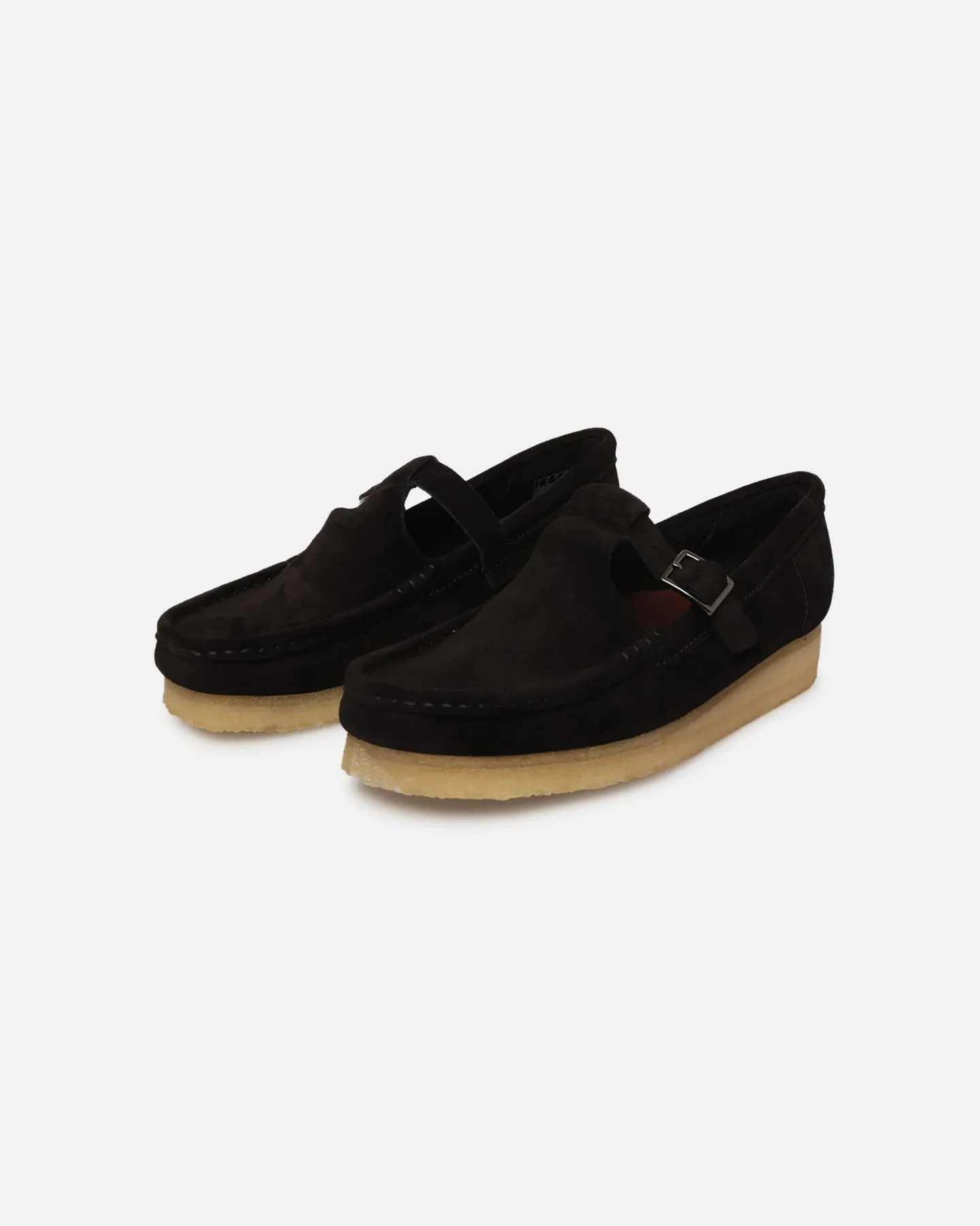 Blown Rubber Outsole Clarks Originals Women's Wallabee T-Bar Black Suede