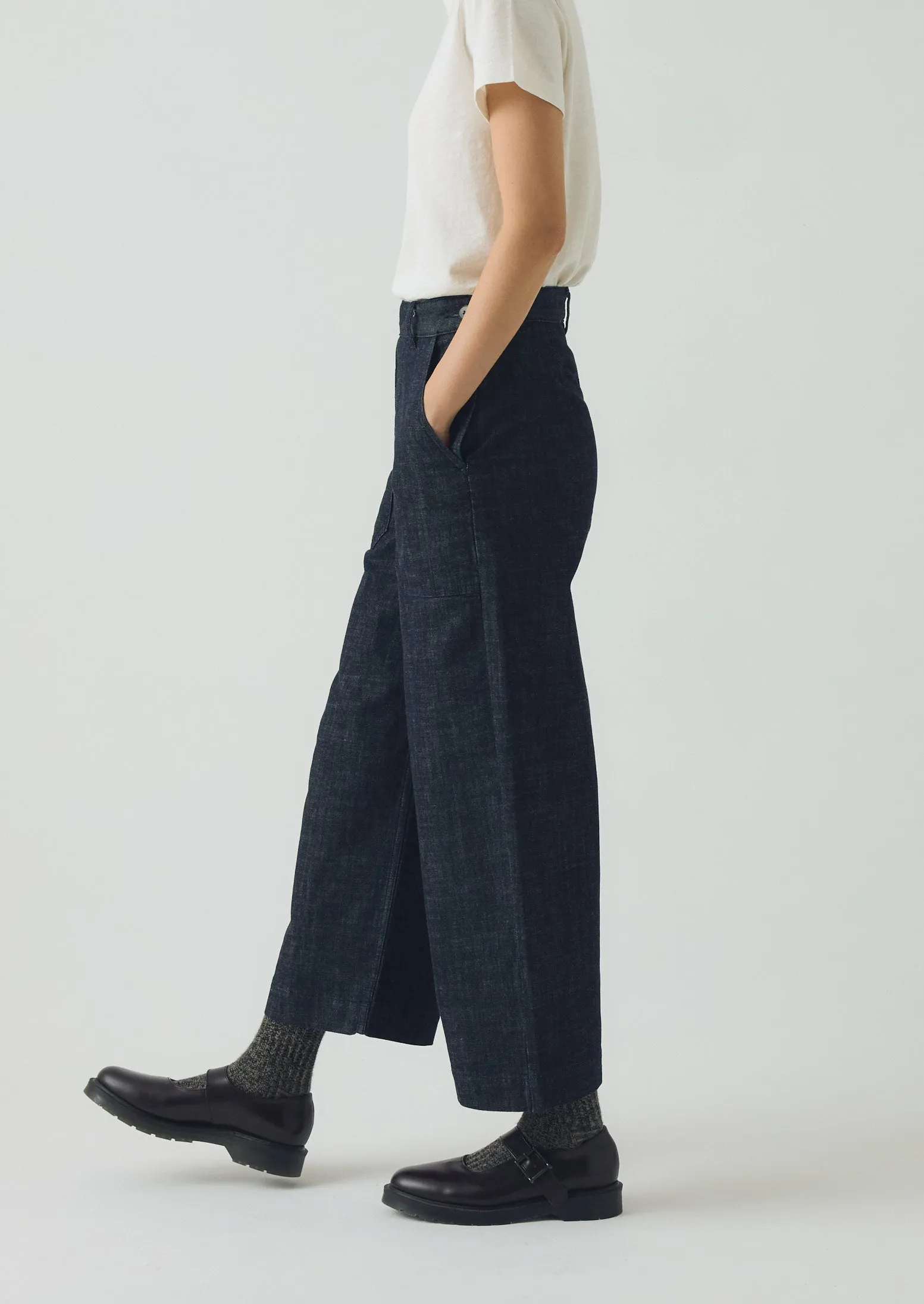 Annie Organic Denim Side Button Jeans | Indigo Practical Fit All Purpose Fit