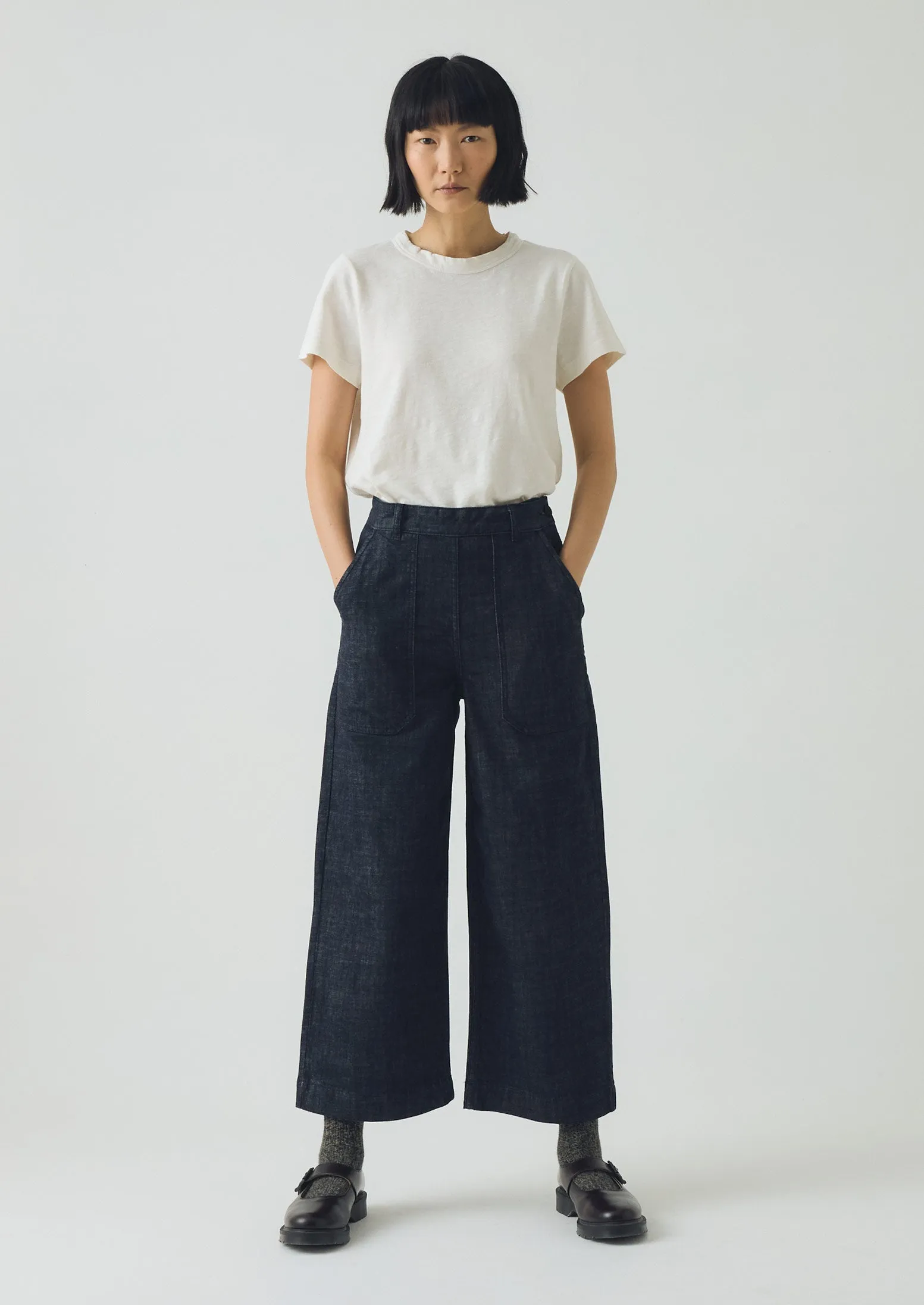 Annie Organic Denim Side Button Jeans | Indigo ResilientElasticBand