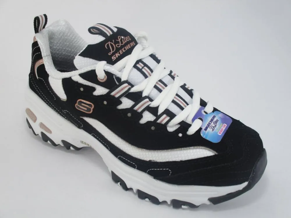 modern - brand shoes video - game - themed running option Skechers scarpa walking da donna D'Lites Devoted Fan 13154/BKRG black