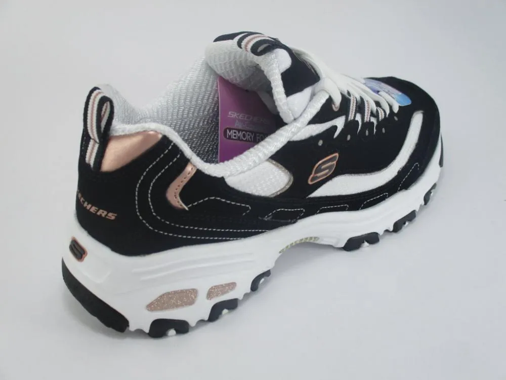 Long Distance Run foam sole shoe trait Skechers scarpa walking da donna D'Lites Devoted Fan 13154/BKRG black